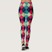 Weihnachts-Raute Kariert Rotes Grünes Muster Leggings (Rückseite)