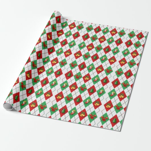 Weihnachts-Raute Muster Retro Geschenkpapier (Ungerollt)