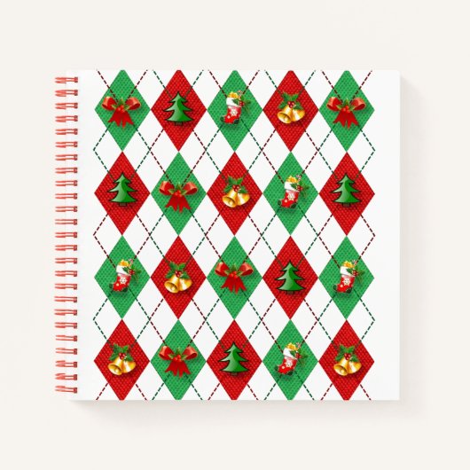 Weihnachts-Raute Niedlich Retro-Journal / Notebook Notizblock (Vorderseite)