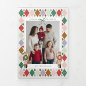 Weihnachts-Raute Nutcracker Ballet Family Foto Dreifach Gefaltete Urlaubskarte (Cover)