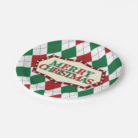 Weihnachts-Raute Pappteller (Schrägansicht)