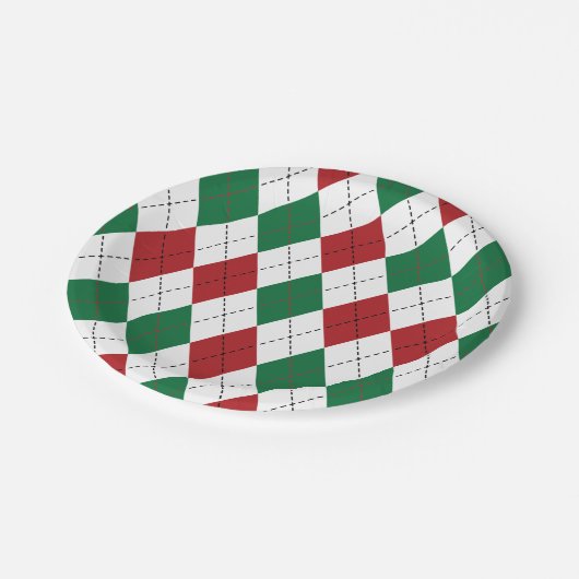 Weihnachts-Raute Pappteller (Schrägansicht)