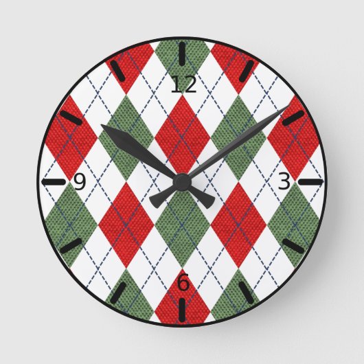 Weihnachts-Raute Runde Wanduhr (Vorderseite)
