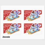 Weihnachts rechteckige Aufkleber Snowmen Schneespo (Blatt)