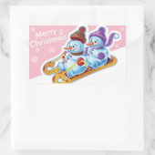 Weihnachts rechteckige Aufkleber Snowmen Schneespo (Tasche)