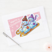 Weihnachts rechteckige Aufkleber Snowmen Schneespo (Umschlag)