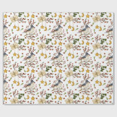 Weihnachts Red Berries Bird Star Moon Package Geschenkpapier (Flach)