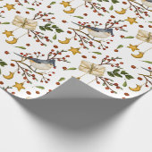 Weihnachts Red Berries Bird Star Moon Package Geschenkpapier (Ecke)