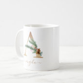 Weihnachts Red Berries Greenerge Gold Monogram A Kaffeetasse (Vorderseite Links)