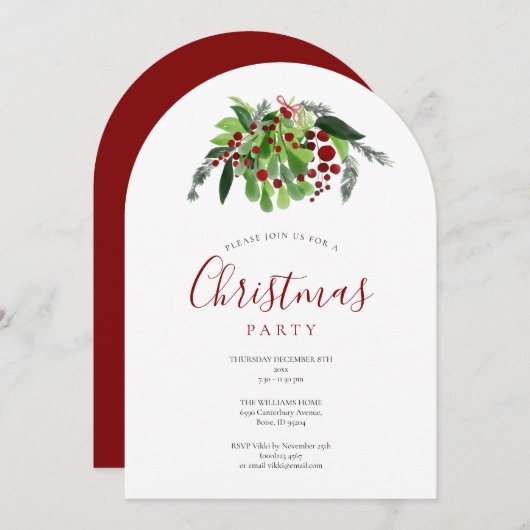 Weihnachts Red Berries Holiday Party Arch Einladung (Vorne/Hinten)