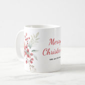 Weihnachts Red Berry Floral Botanischer Name Kaffeetasse (Vorderseite Links)