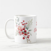 Weihnachts Red Berry Floral Botanischer Name Kaffeetasse (Links)