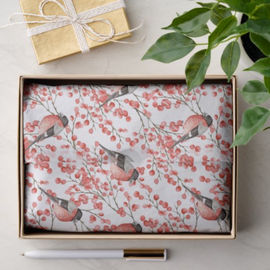 Weihnachts Red Bird Festival Berry Pattern Seidenpapier (Geschenk)