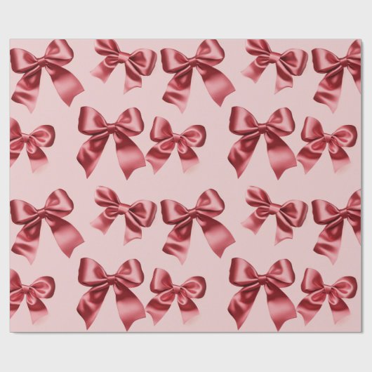 Weihnachts Red Bow auf rosa Hintergrund Geschenkpapier (Flach)