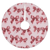 Weihnachts Red Bow auf rosa Hintergrund Polyester Weihnachtsbaumdecke (Vorderseite)