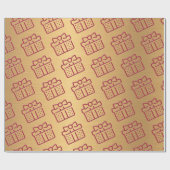 Weihnachts Red Bow Geschenk Muster Gold Geschenkpapier (Flach)