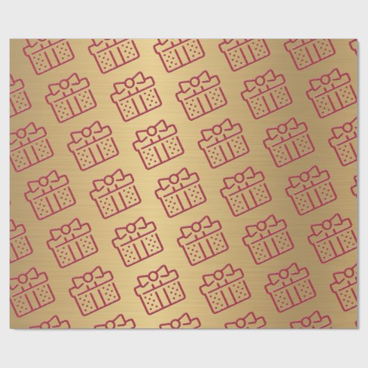 Weihnachts Red Bow Geschenk Muster Gold Geschenkpapier (Flach)