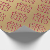 Weihnachts Red Bow Geschenk Muster Gold Geschenkpapier (Ecke)