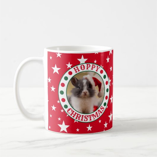 Weihnachts Red Bunny Lover's Custom Foto Kaffeetasse (Links)