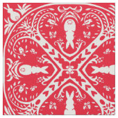 Weihnachts Red Bunny Rabbit Medallion Design Winte Stoff (Nahaufnahme)