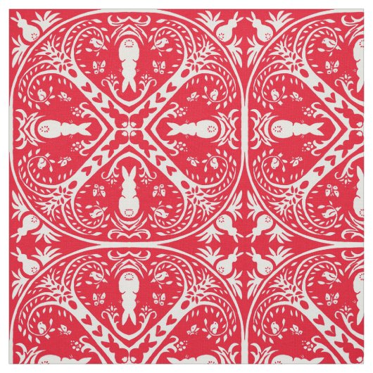 Weihnachts Red Bunny Rabbit Medallion Design Winte Stoff (Muster)