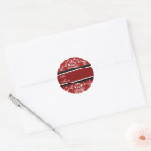 Weihnachts-Red Damask Geschenketiketten Runder Aufkleber (Umschlag)