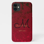 Weihnachts Red Gold Black Winter Wedding Monogram Case-Mate iPhone Hülle (Rückseite)