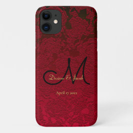 Weihnachts Red Gold Black Winter Wedding Monogram Case-Mate iPhone Hülle