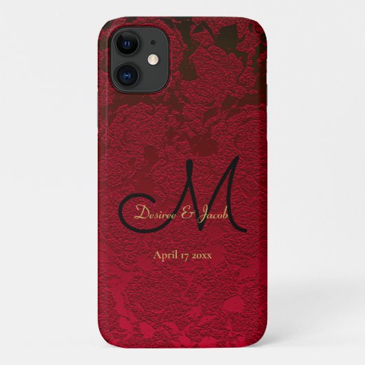 Weihnachts Red Gold Black Winter Wedding Monogram Case-Mate iPhone Hülle (Rückseite)