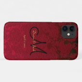 Weihnachts Red Gold Black Winter Wedding Monogram Case-Mate iPhone Hülle (Rückseite (Horizontal))