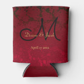 Weihnachts Red Gold Black Winter Wedding Monogram Dosenkühler (Vorderseite)