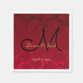 Weihnachts Red Gold Black Winter Wedding Monogram Serviette (Vorderseite)