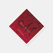 Weihnachts Red Gold Black Winter Wedding Monogram Serviette (Ecke)