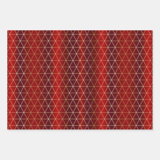 Weihnachts Red Gold Green Geometric Muster Geschenkpapier Set (Vorderseite 3)
