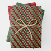 Weihnachts Red Gold Green Geometric Muster Geschenkpapier Set (Beispiel)