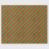 Weihnachts Red Green Gold Candy Stripes Muster Geschenkpapier (Flach)