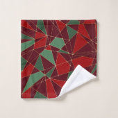 Weihnachts Red Green Gold Low Poly Muster Badhandtuch Set (Waschlappen)