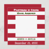 Weihnachts Red Green Stripes Twin Baby Ankündigung (Vorne/Hinten)