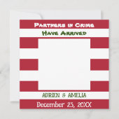 Weihnachts Red Green Stripes Twin Baby Ankündigung (Vorderseite)