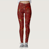 Weihnachts Red Pattern Luxus Urlaub Leggings (Vorderseite)