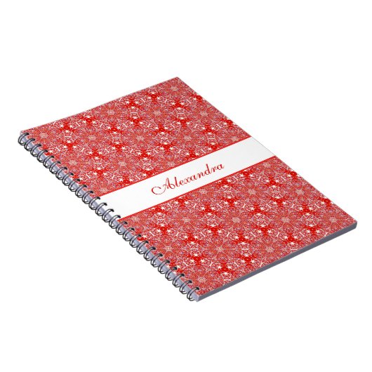 Weihnachts Red Pattern Snowflakes Personalisiert Notizblock (Rechte Seite)