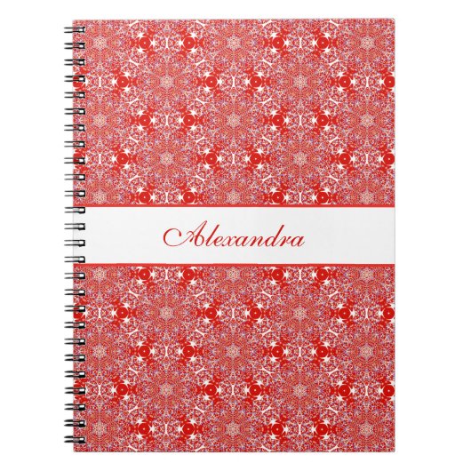 Weihnachts Red Pattern Snowflakes Personalisiert Notizblock (Vorderseite)