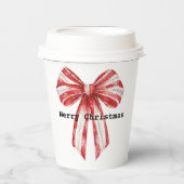 Weihnachts Red Peppermint White Bows Pappbecher (Vorderseite)