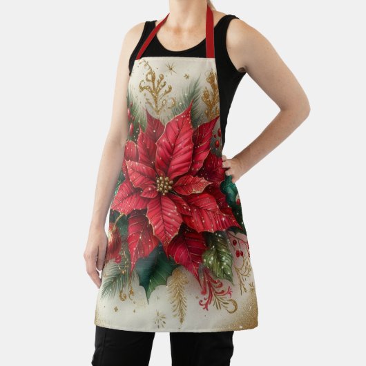 Weihnachts Red Poinsettia All-over Print-Schürze Schürze (InSitu)