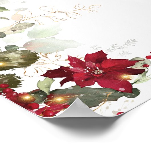 Weihnachts Red Poinsettia Diapers Spate Night Post Poster (Ecke)