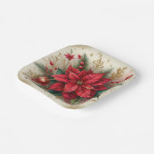 Weihnachts Red Poinsettia Gold Glitzer Paper Plate Pappteller (Gewinkelt)