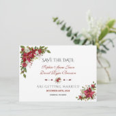 Weihnachts Red Poinsettia Hochzeit speichern das D Save The Date (Stehend Vorderseite)