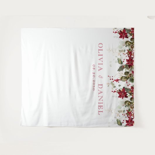 Weihnachts Red Poinsettia Hochzeitstorte Wandteppich (Vorderseite (Horizontal))