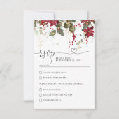 Weihnachts Red Poinsettia Wedding RSVP Card Karte (Vorderseite)