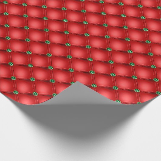 Weihnachts Red Puffy gequilt Geschenkpapier (Ecke)